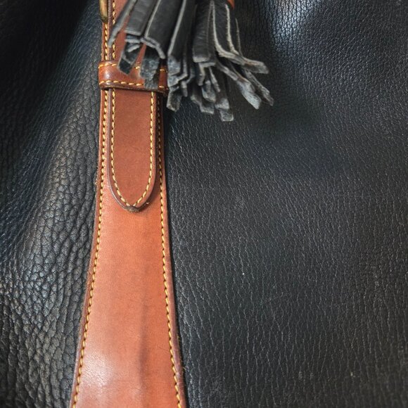 Vintage Dooney & Bourke All Weather Leather Backpack Black Tan No Fob Large - Picture 11 of 16